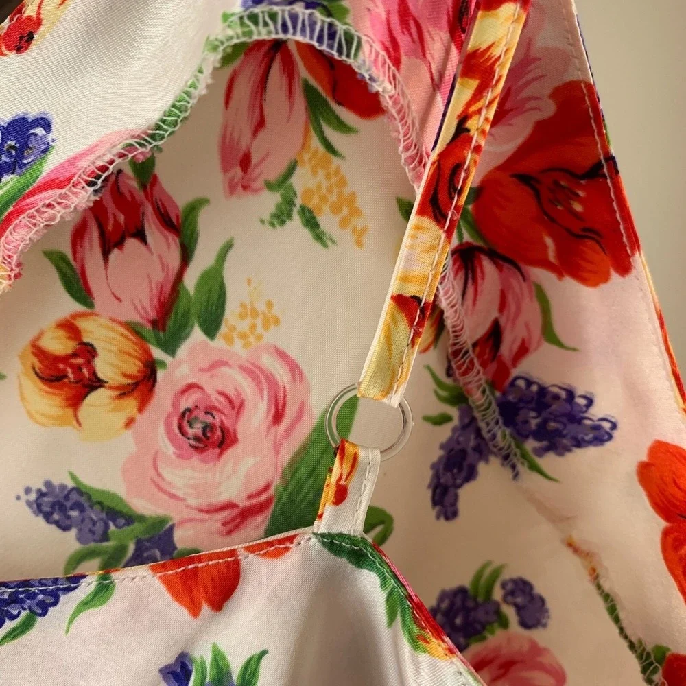 Intimates by LCA Floral Slip Dress V Neck Sleeveless Lingerie Medium
